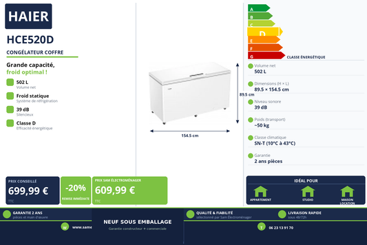 Vignette Congélateur Coffre Haier HCE520D