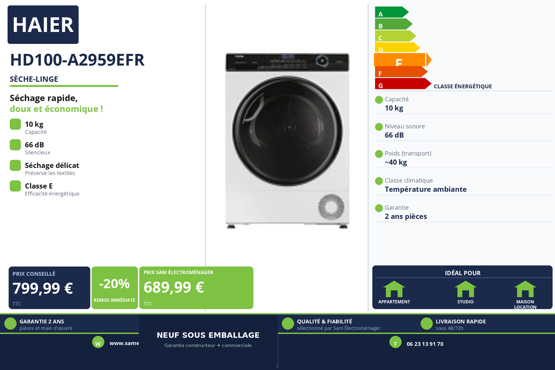 Vignette Sèche-Linge Haier HD100-A2959EFR