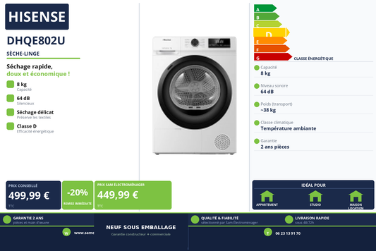 Vignette Sèche-Linge Hisense DHQE802U