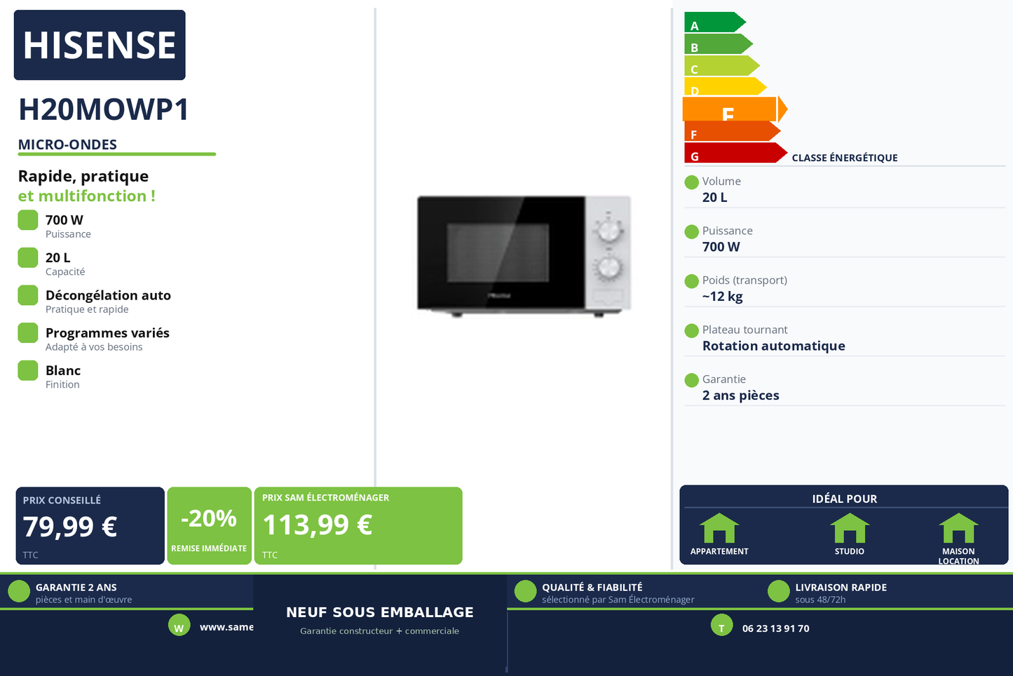 Vignette Micro-Ondes Hisense H20MOWP1