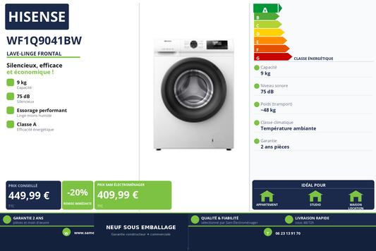 Vignette Lave-Linge Frontal Hisense WF1Q9041BW