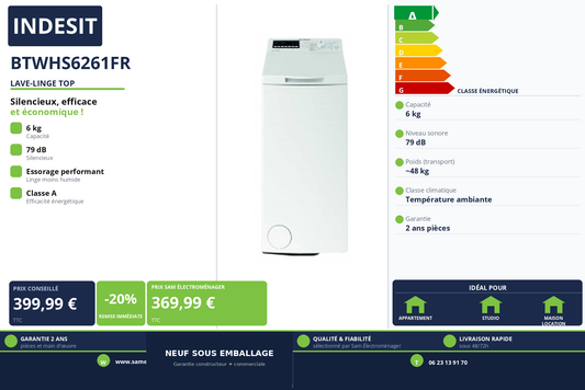 Vignette Lave-Linge Top Indesit BTWHS6261FR