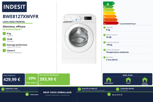 Vignette Lave-Linge Frontal Indesit BWE8127XWVFR