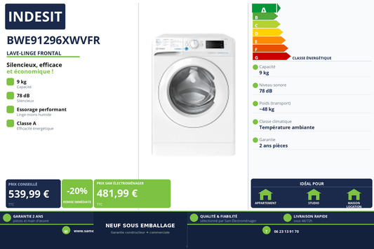 Vignette Lave-Linge Frontal Indesit BWE91296XWVFR