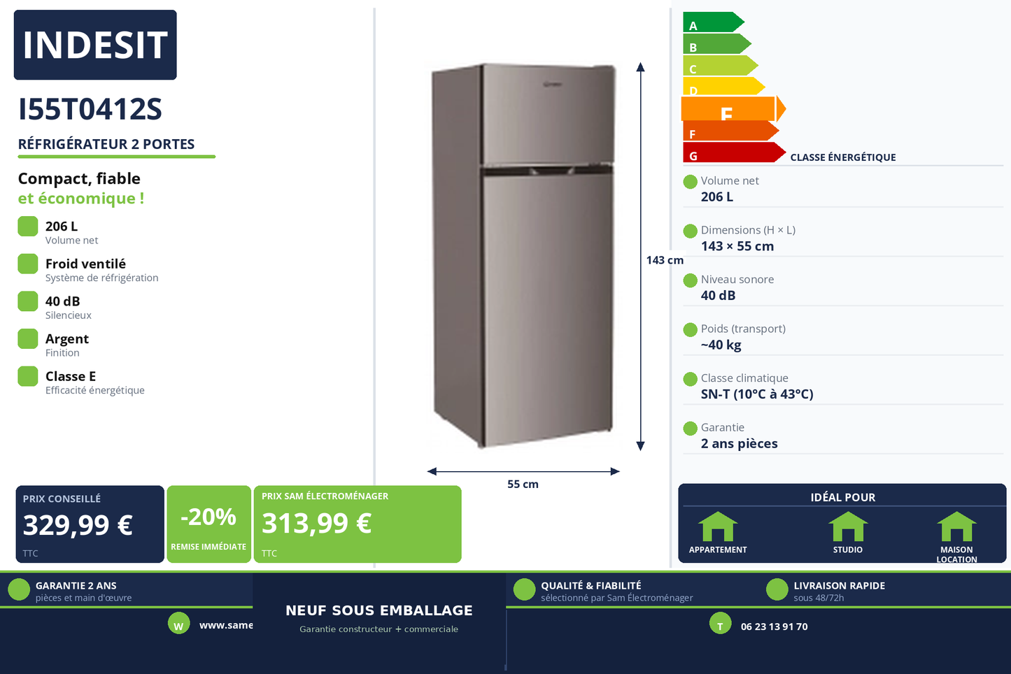 Vignette Réfrigérateur 2 Portes Indesit I55T0412S