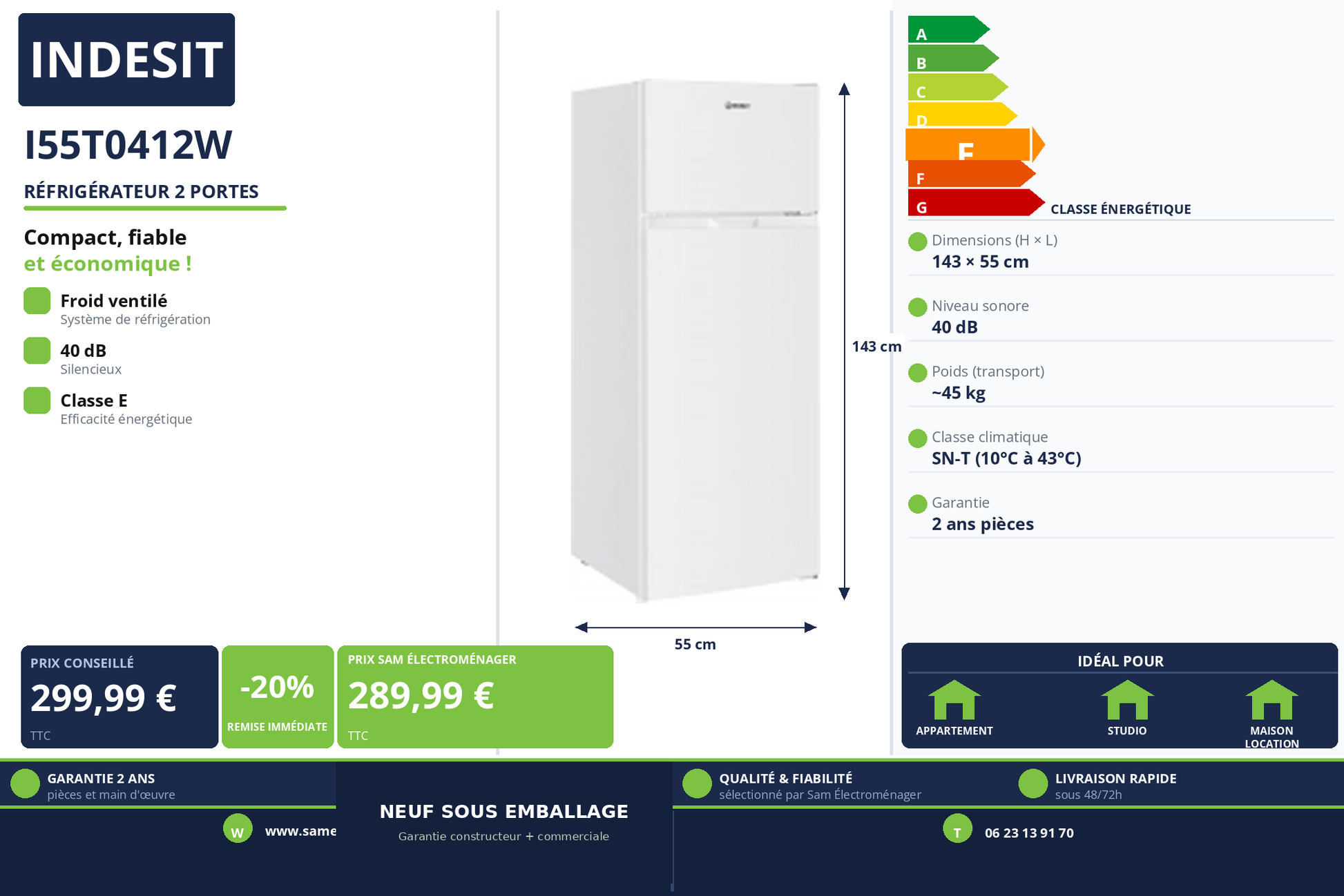 Vignette Réfrigérateur 2 Portes Indesit I55T0412W