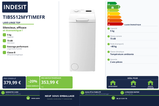 Vignette Lave-Linge Top Indesit TIB5512MYTIMEFR