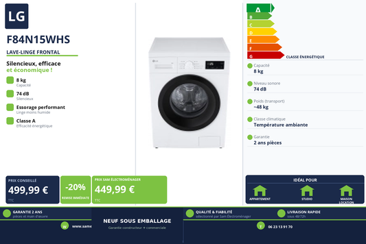 Vignette Lave-Linge Frontal Lg F84N15WHS