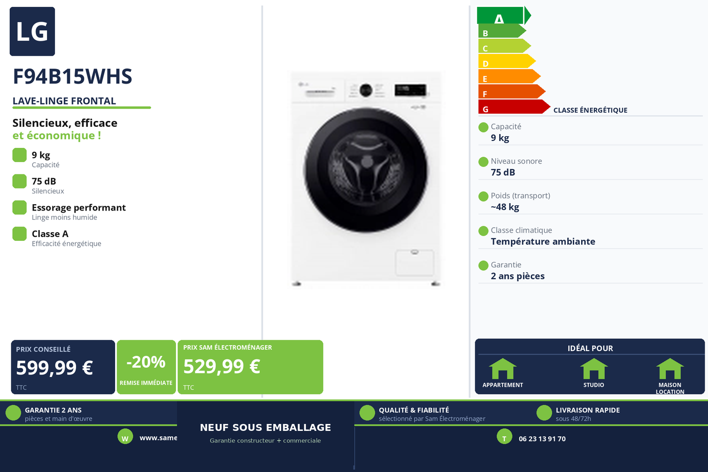 Vignette Lave-Linge Frontal Lg F94B15WHS