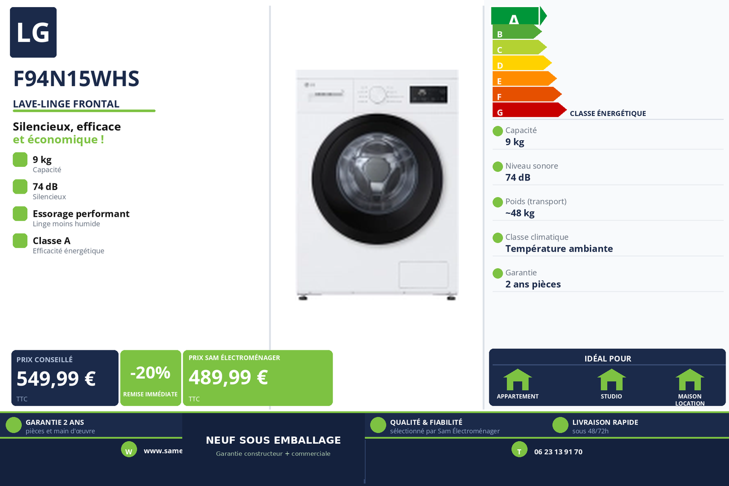 Vignette Lave-Linge Frontal Lg F94N15WHS