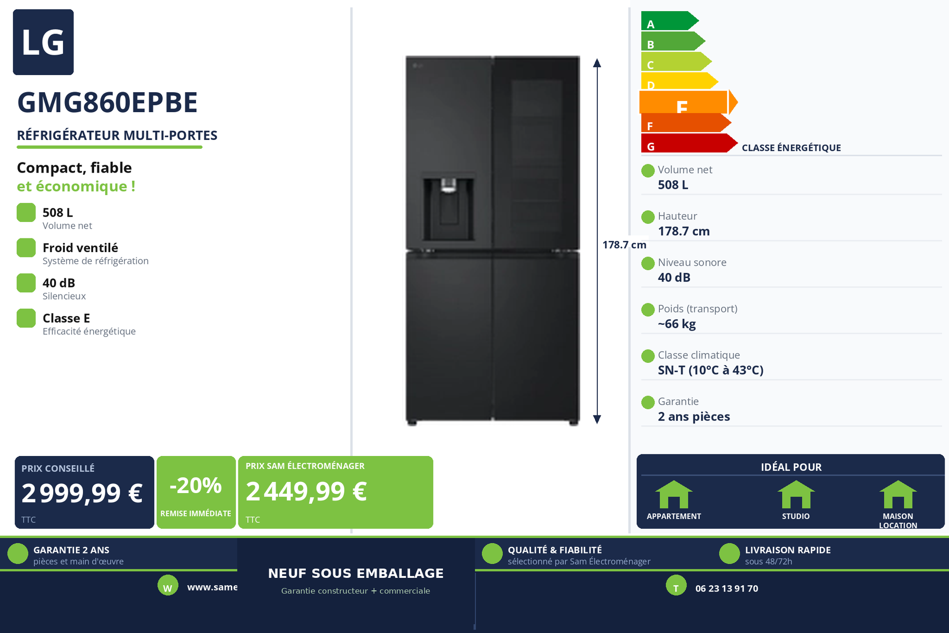 Vignette Réfrigérateur Multi-Portes Lg GMG860EPBE