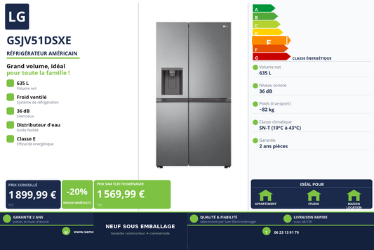 Vignette Réfrigérateur Américain Lg GSJV51DSXE