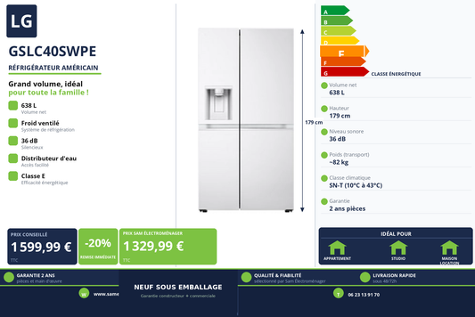 Vignette Réfrigérateur Américain Lg GSLC40SWPE
