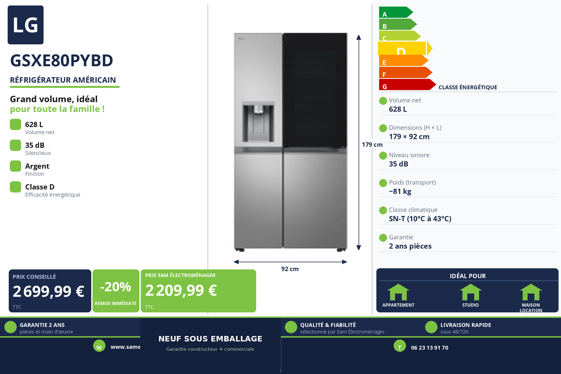 Vignette Réfrigérateur Américain Lg GSXE80PYBD