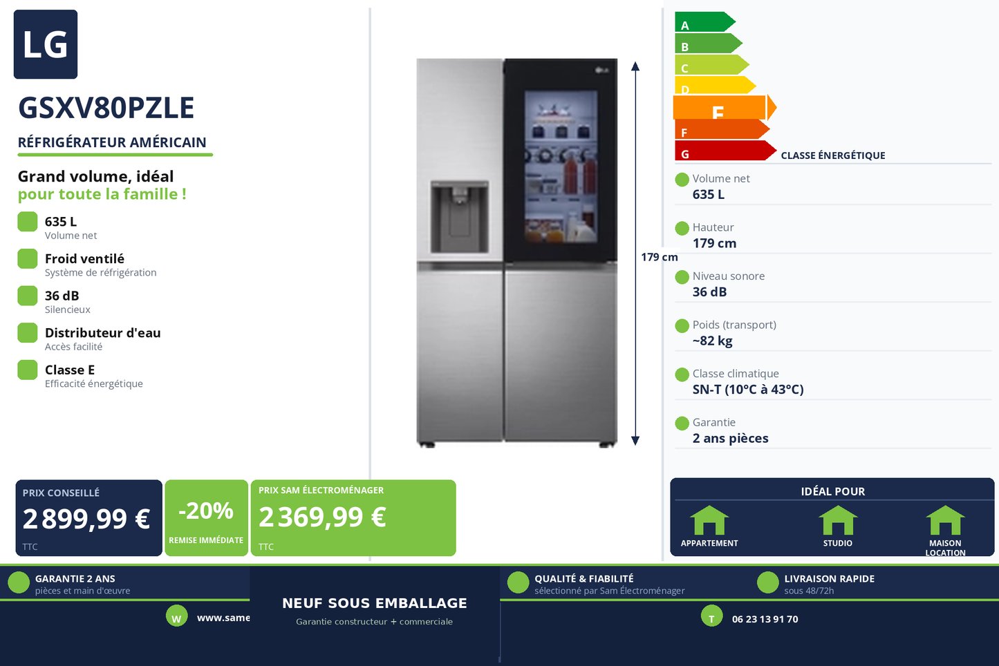 Vignette Réfrigérateur Américain Lg GSXV80PZLE