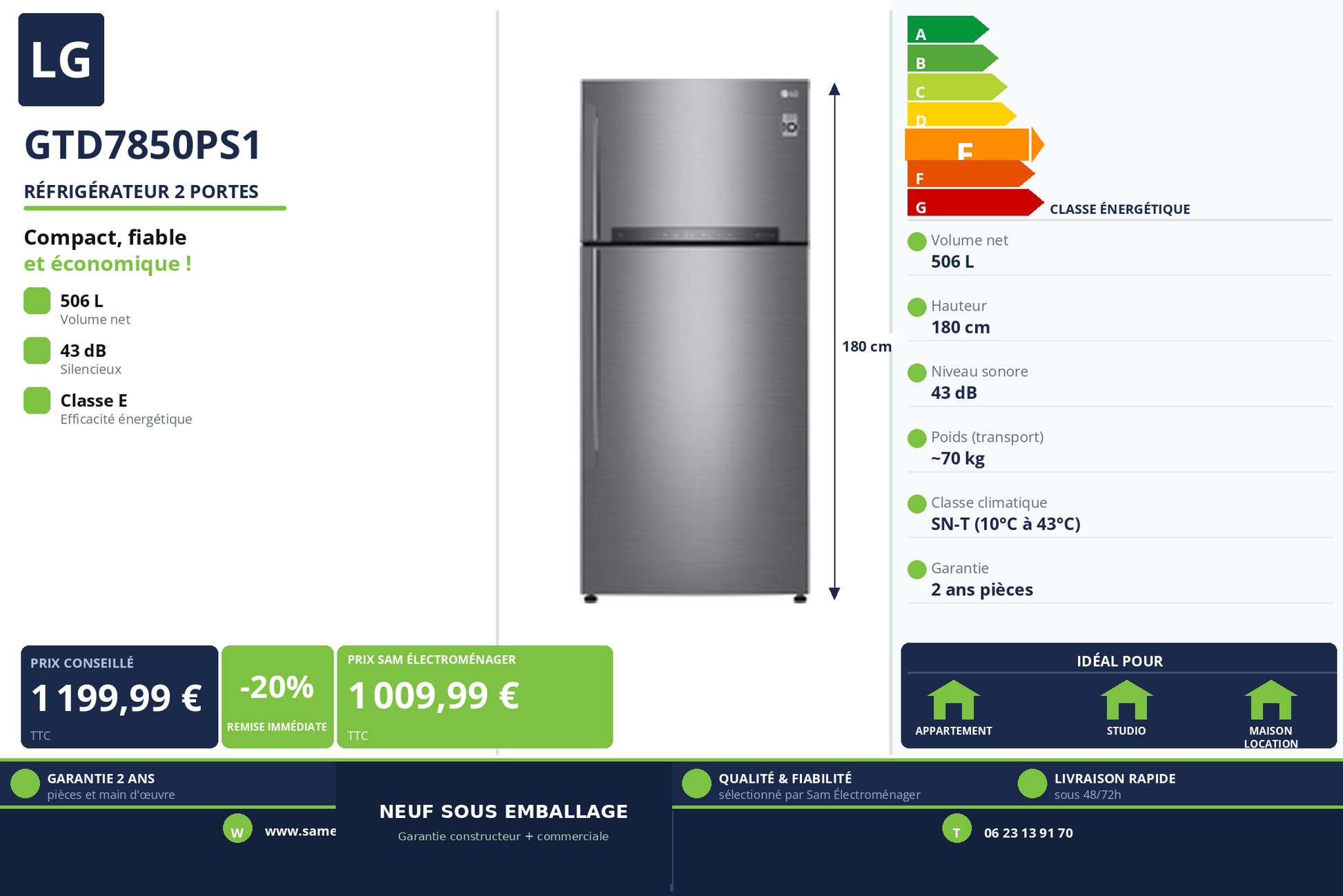 Vignette Réfrigérateur 2 Portes Lg GTD7850PS1