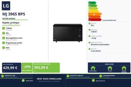 Vignette Micro-Ondes Lg MJ 3965 BPS