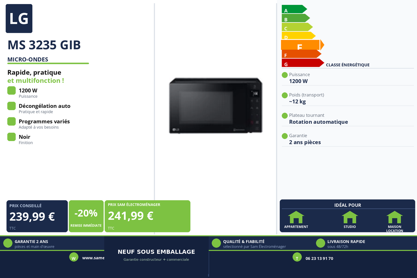 Vignette Micro-Ondes Lg MS 3235 GIB