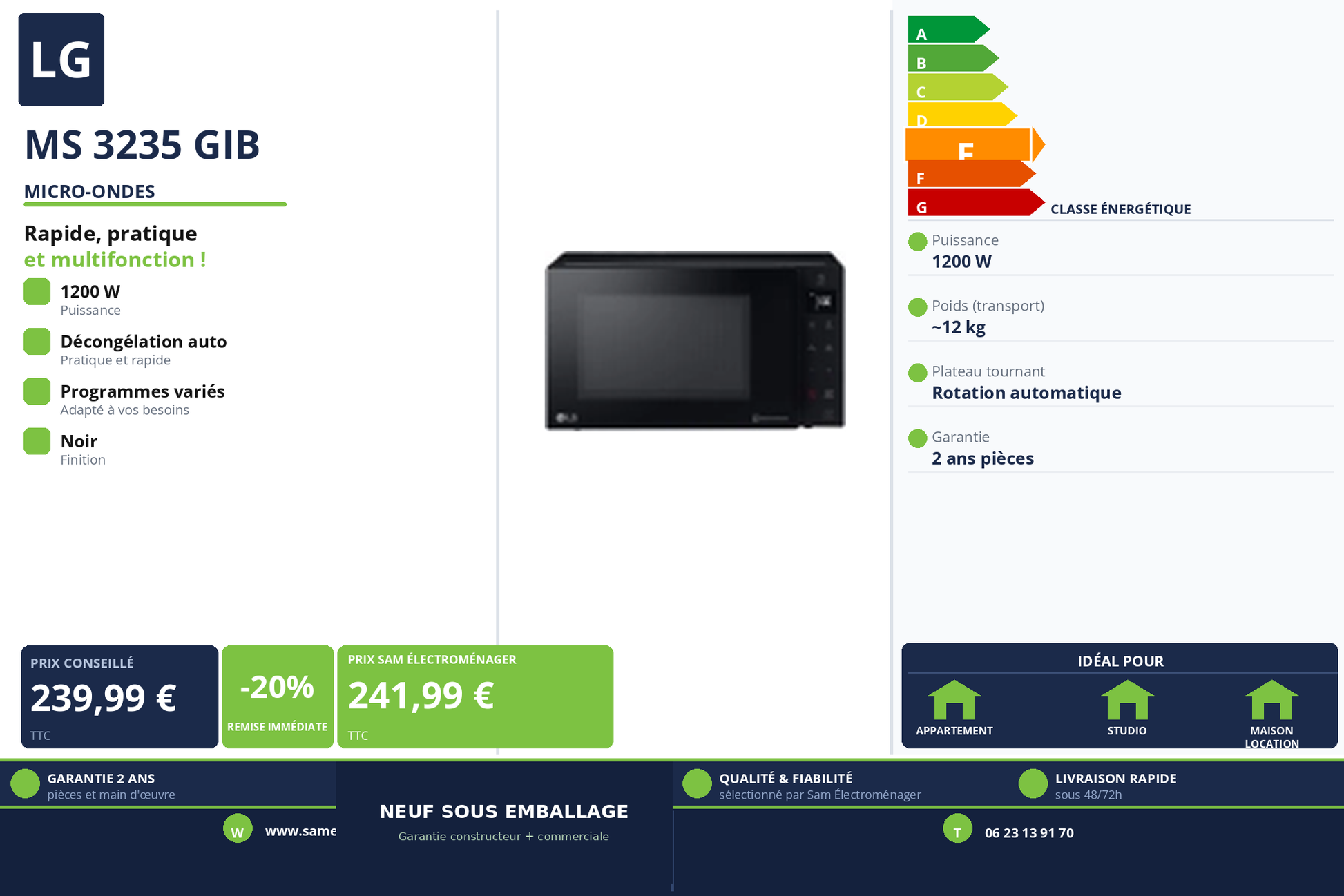 Vignette Micro-Ondes Lg MS 3235 GIB