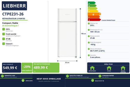 Vignette Réfrigérateur 2 Portes Liebherr CTPE231-26