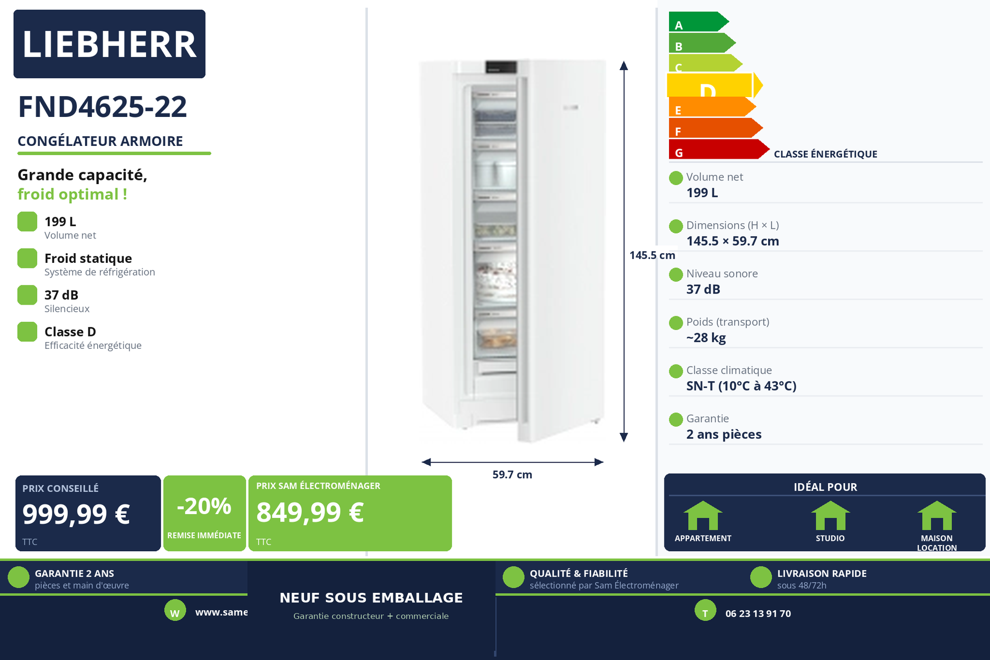 Vignette Congélateur Armoire Liebherr FND4625-22