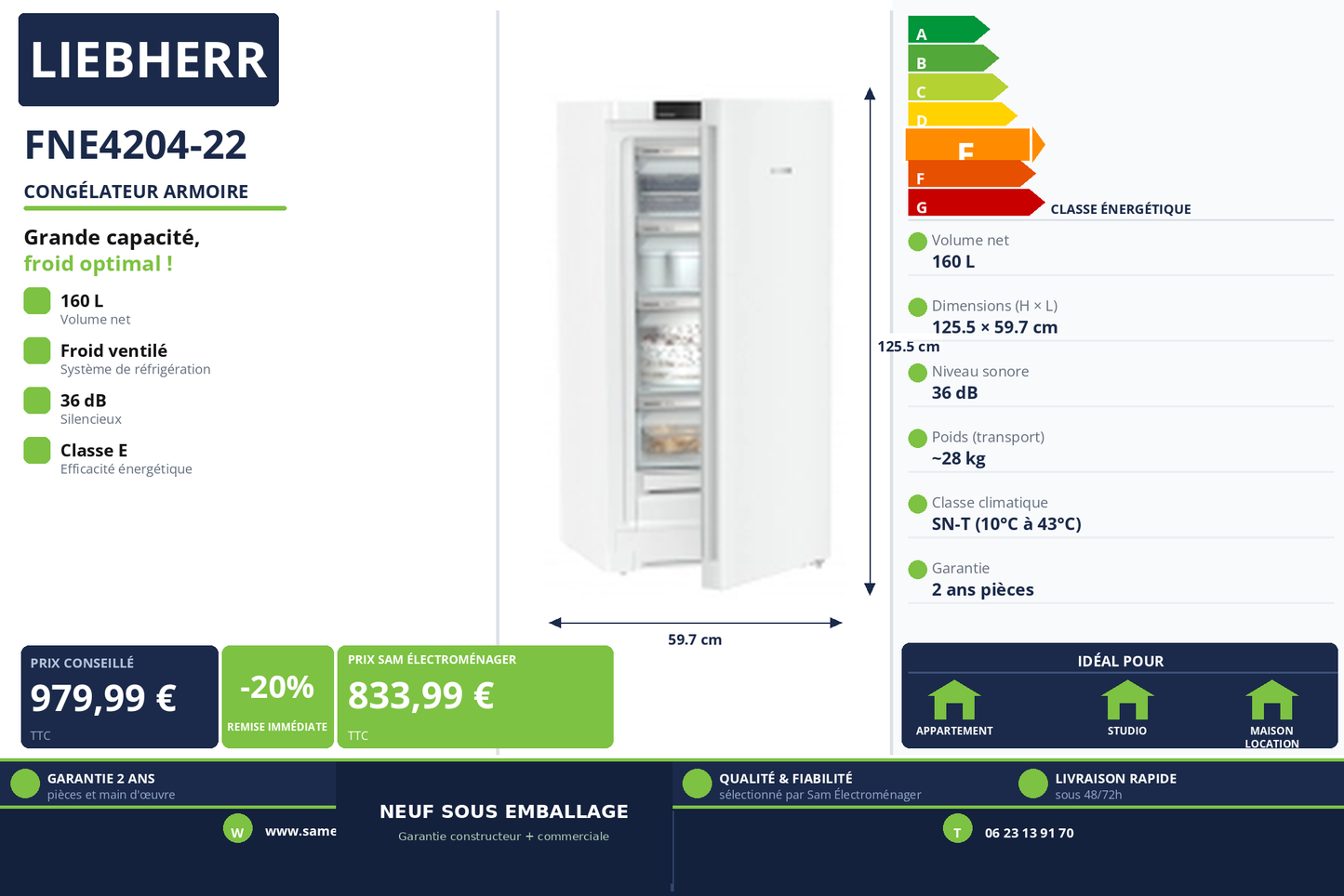 Vignette Congélateur Armoire Liebherr FNE4204-22