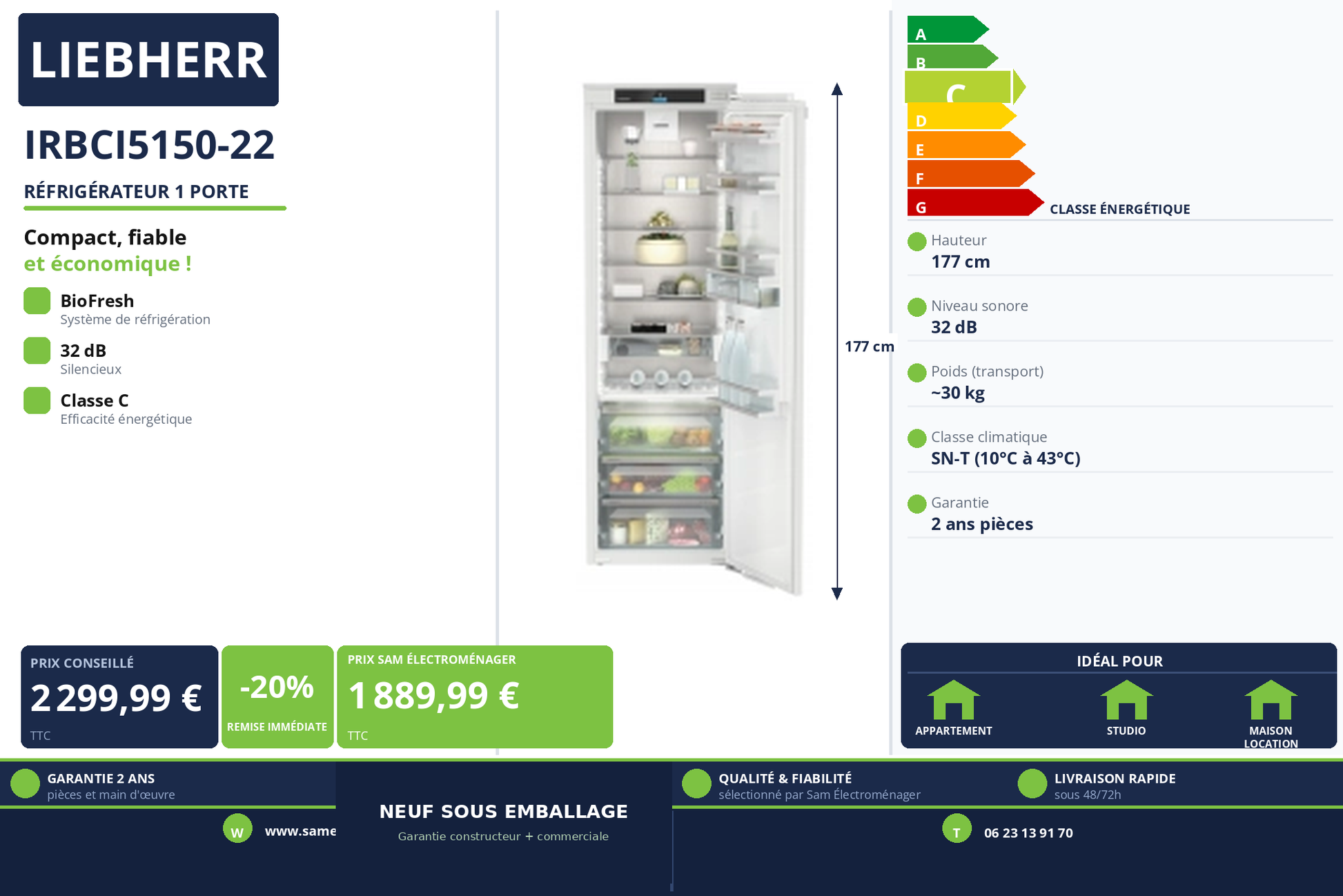 Vignette Réfrigérateur 1 Porte Liebherr IRBCI5150-22