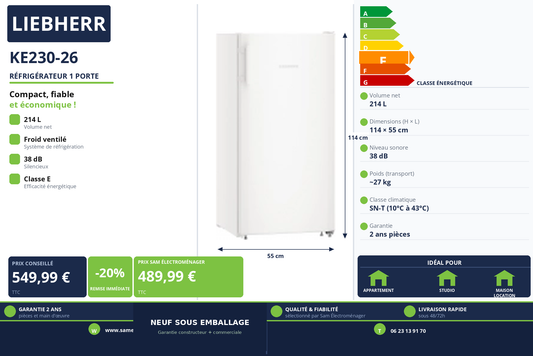 Vignette Réfrigérateur 1 Porte Liebherr KE230-26