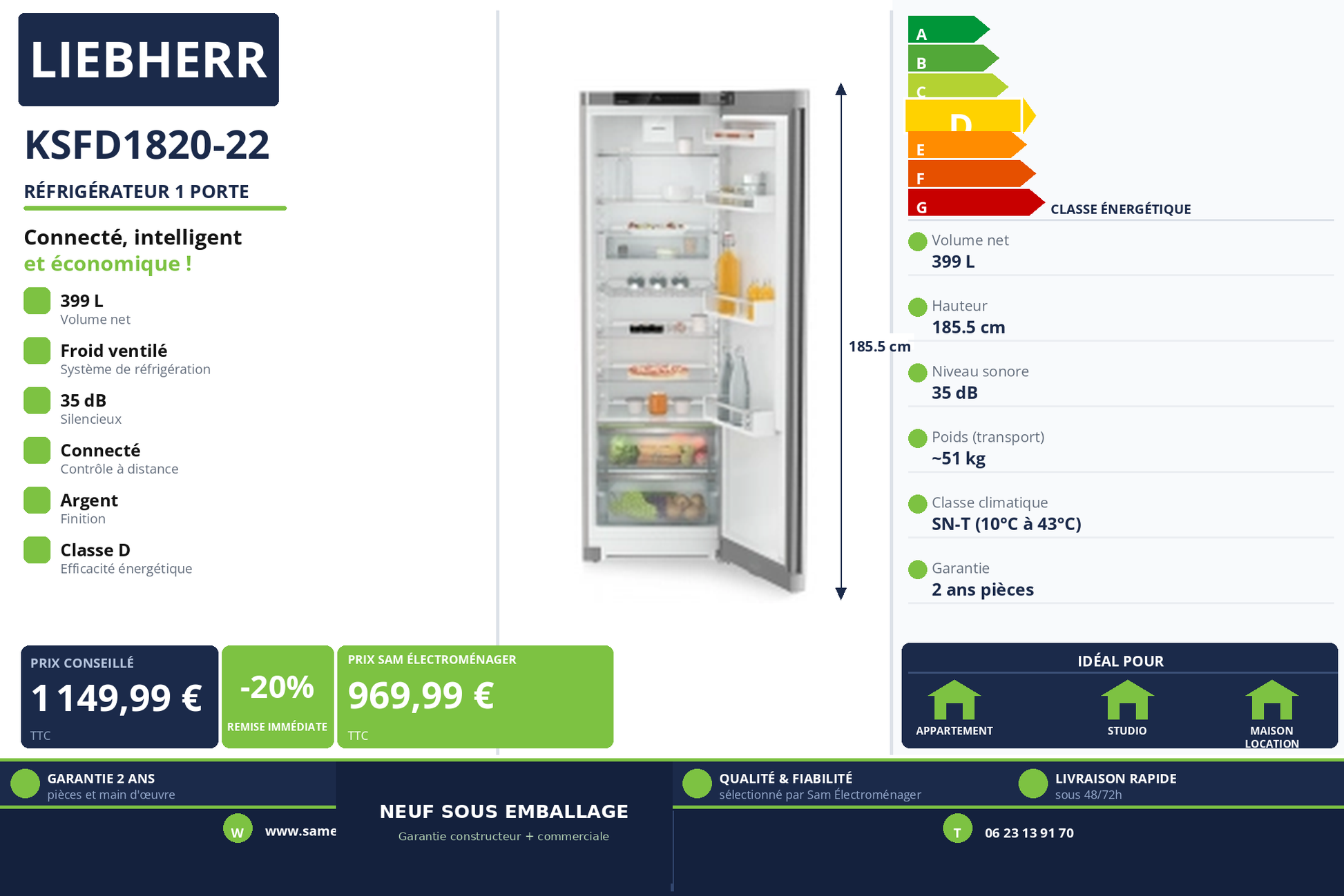 Vignette Réfrigérateur 1 Porte Liebherr KSFD1820-22