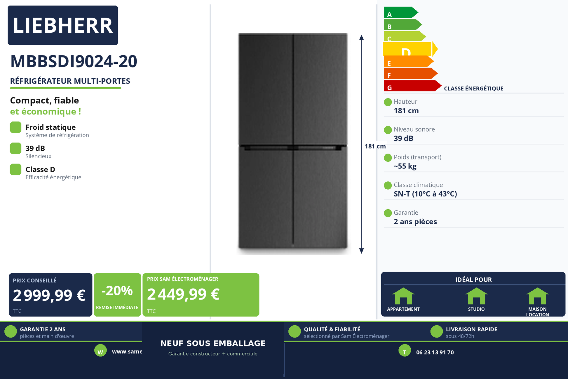 Vignette Réfrigérateur Multi-Portes Liebherr MBBSDI9024-20