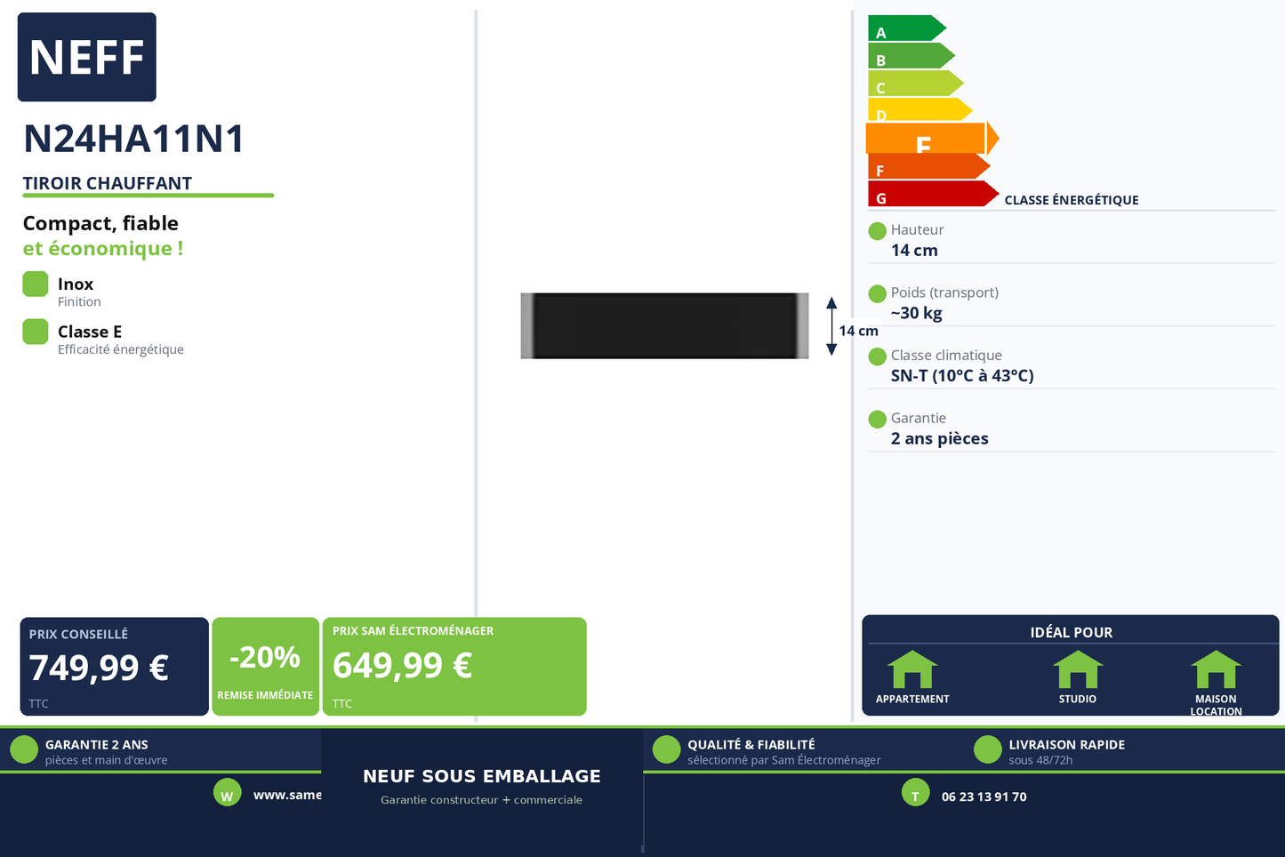 Vignette Tiroir Chauffant Neff N24HA11N1