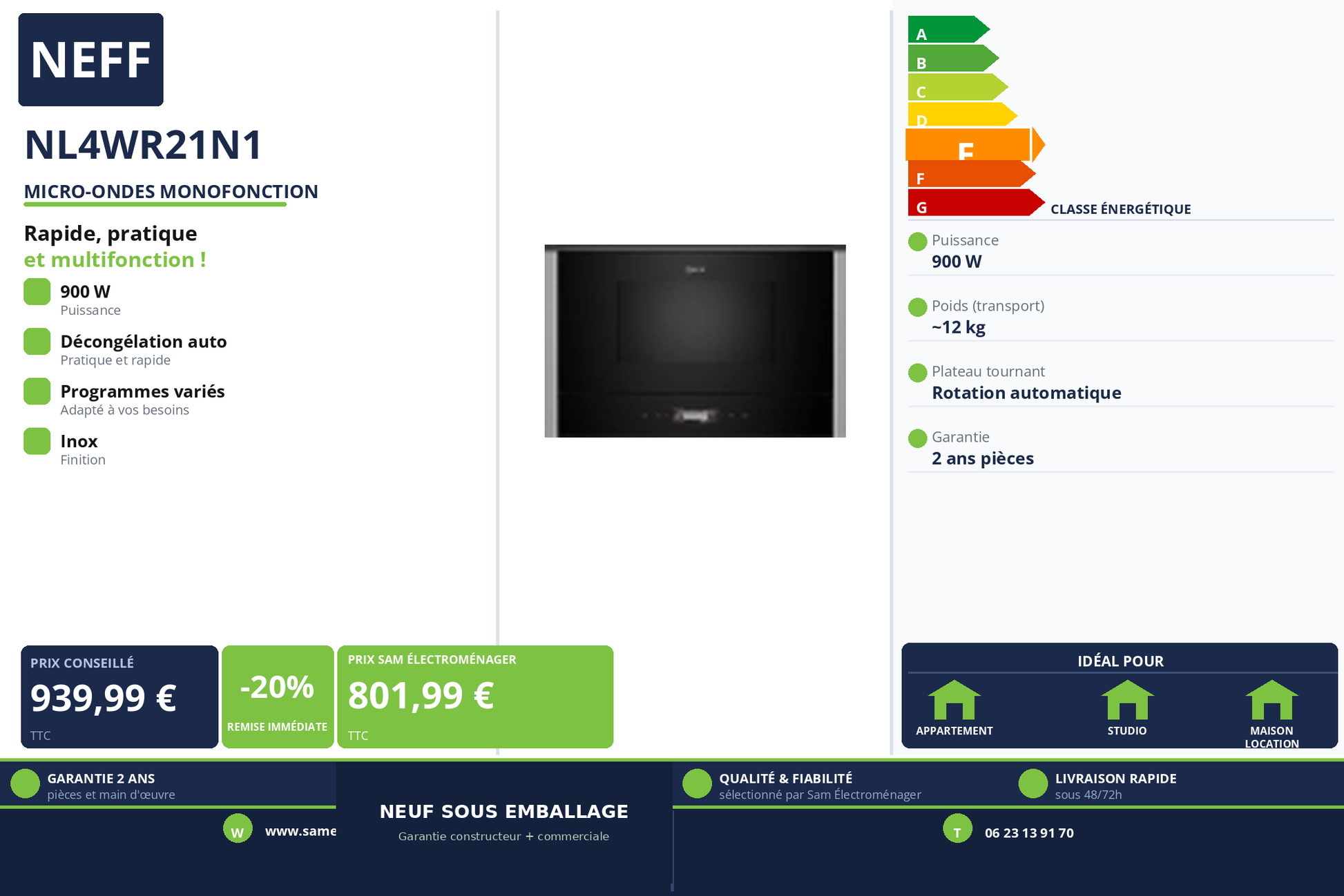 Vignette Micro-Ondes Monofonction Neff NL4WR21N1