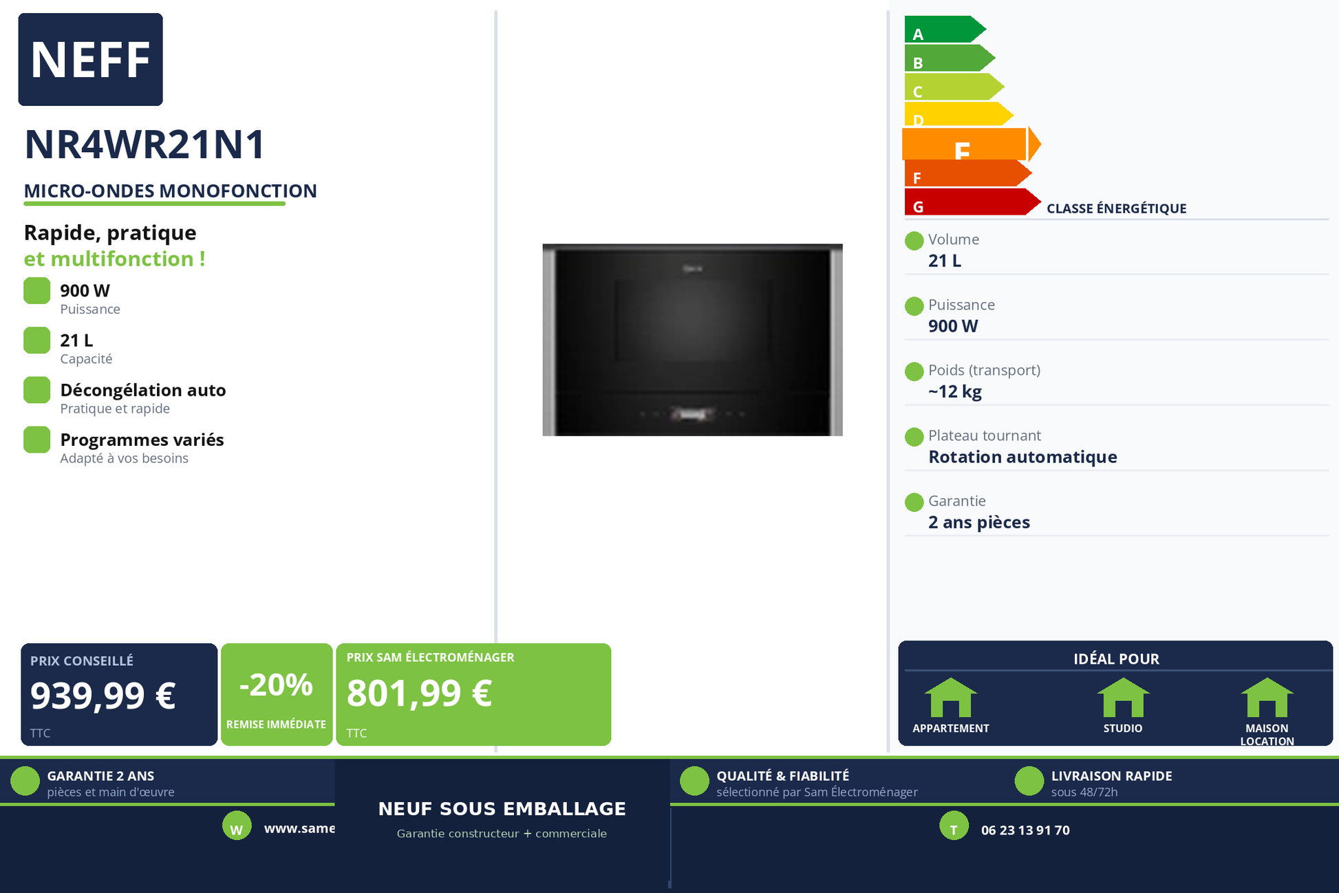 Vignette Micro-Ondes Monofonction Neff NR4WR21N1