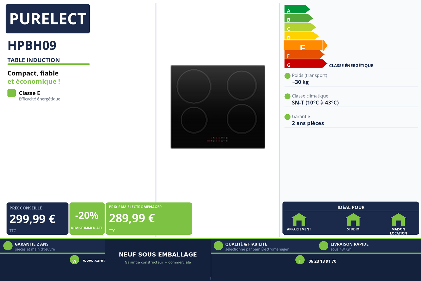 Vignette Table Induction Purelect HPBH09