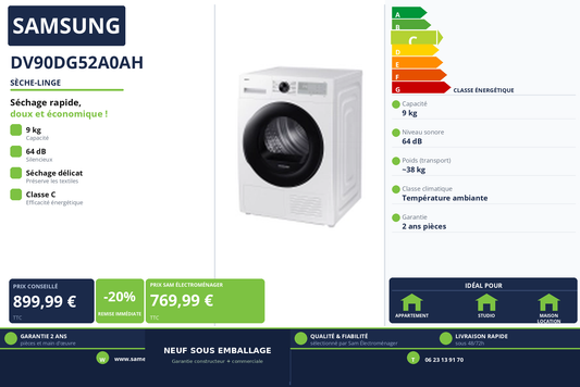 Vignette Sèche-Linge Samsung DV90DG52A0AH