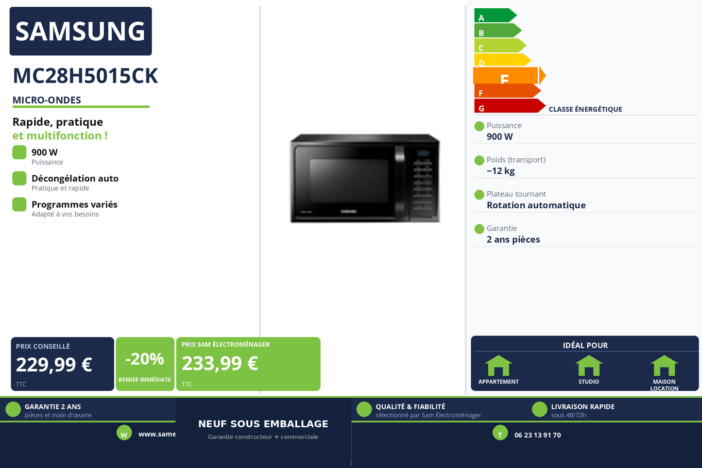 Vignette Micro-Ondes Samsung MC28H5015CK