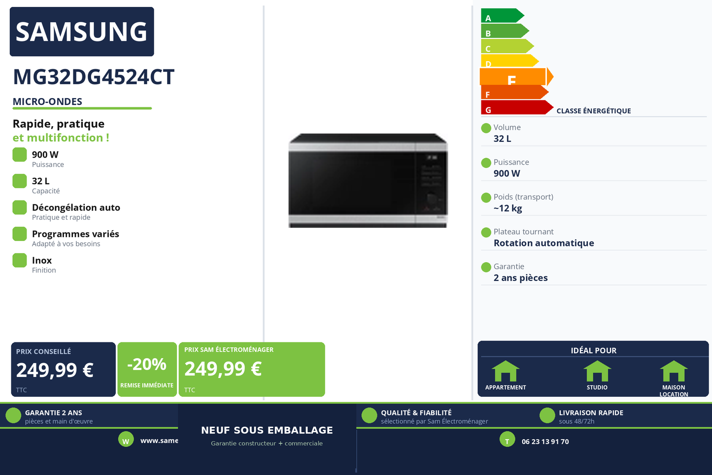 Vignette Micro-Ondes Samsung MG32DG4524CT