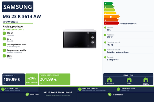 Vignette Micro-Ondes Samsung MG 23 K 3614 AW
