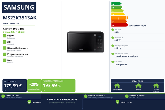 Vignette Micro-Ondes Samsung MS23K3513AK
