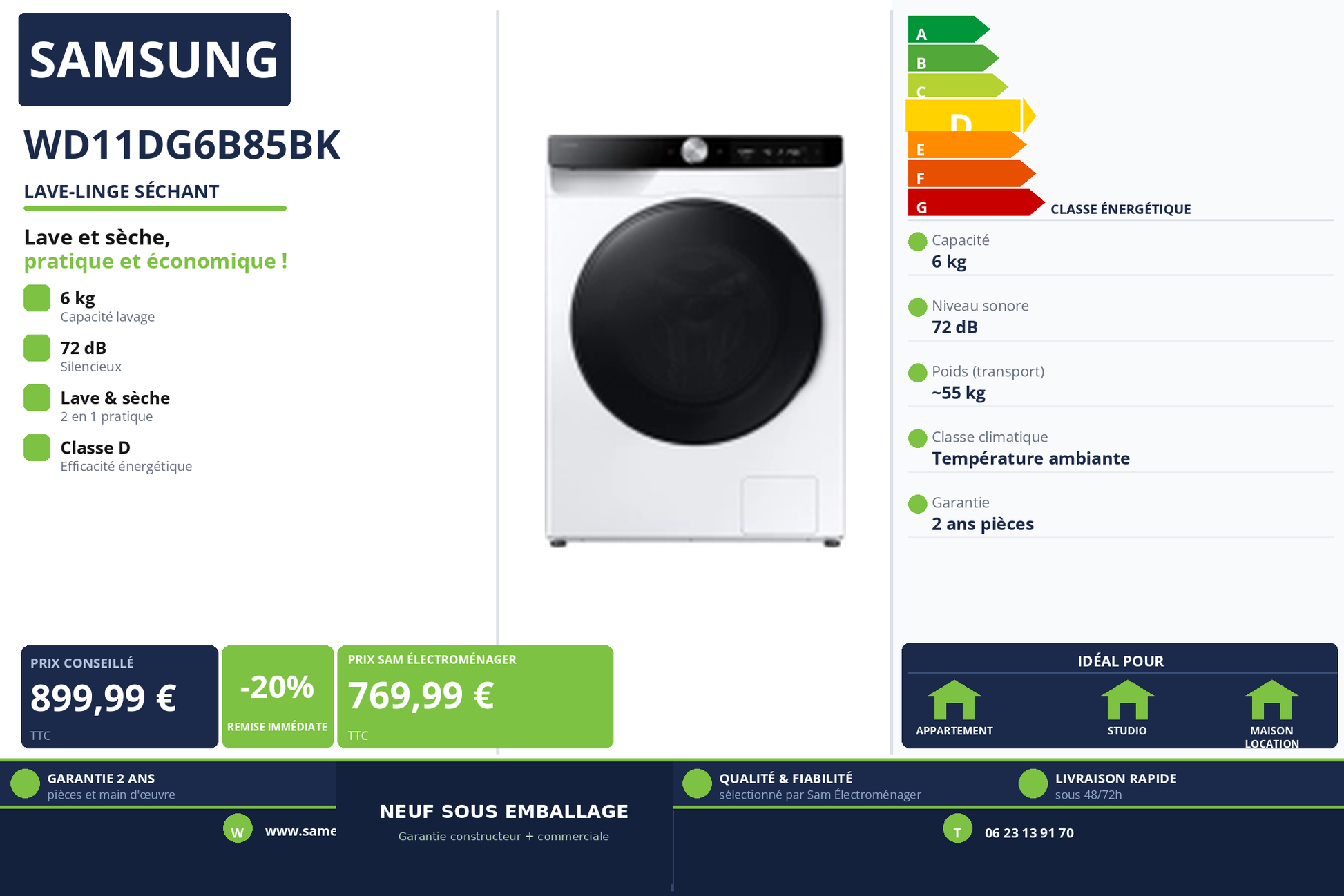 Vignette Lave-Linge Séchant Samsung WD11DG6B85BK