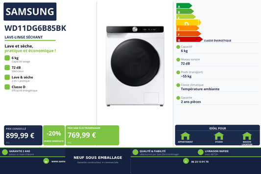 Vignette Lave-Linge Séchant Samsung WD11DG6B85BK