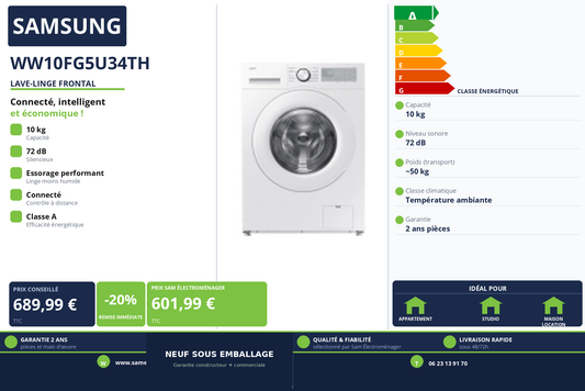 Vignette Lave-Linge Frontal Samsung WW10FG5U34TH