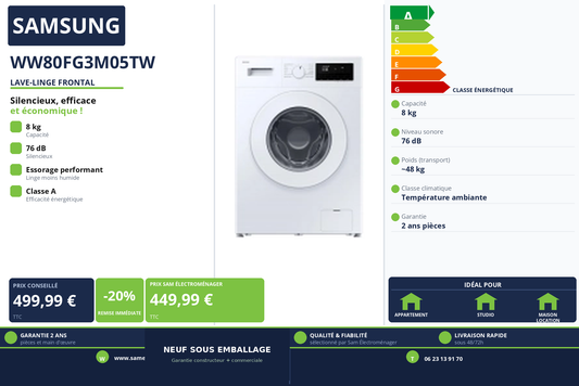 Vignette Lave-Linge Frontal Samsung WW80FG3M05TW