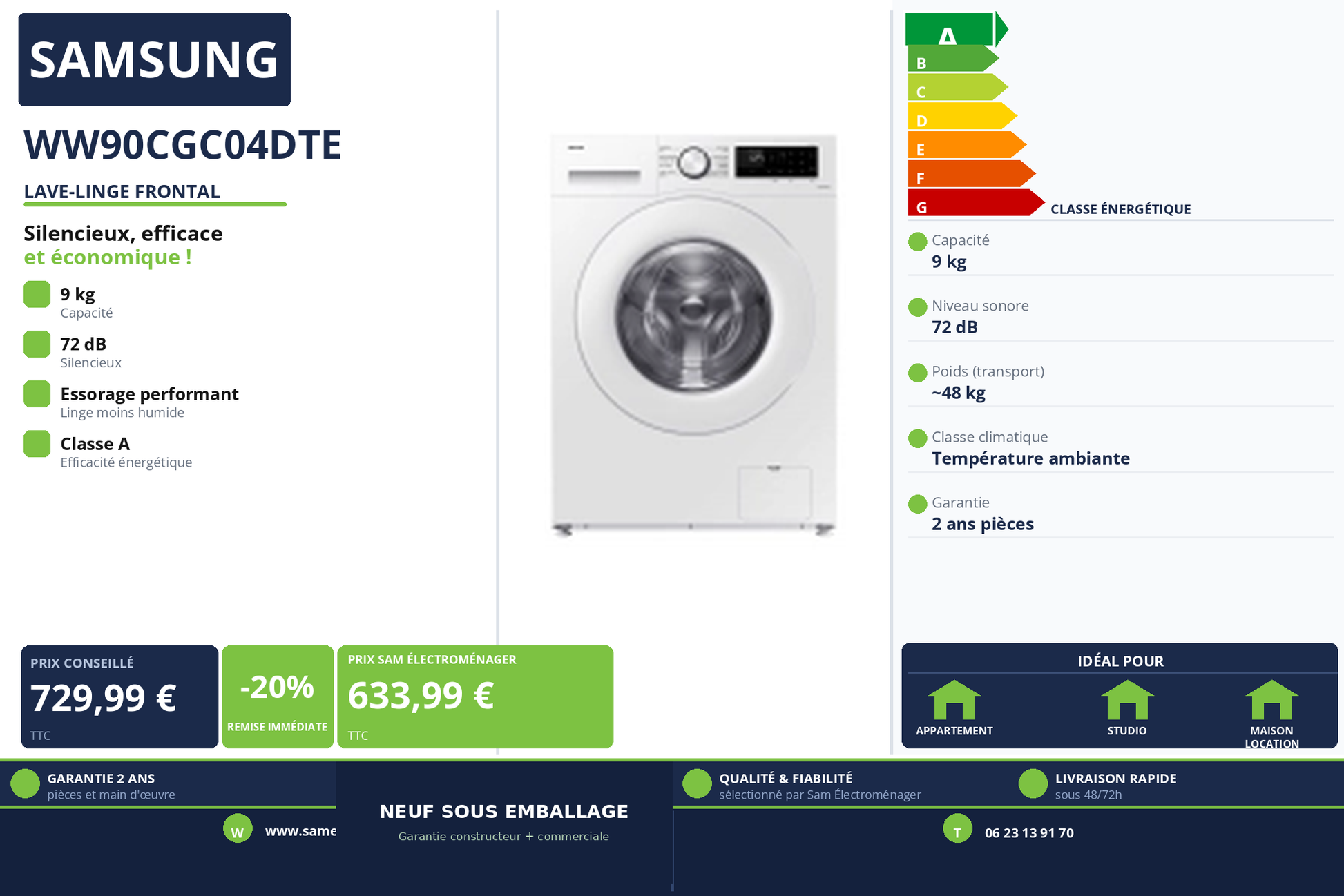 Vignette Lave-Linge Frontal Samsung WW90CGC04DTE