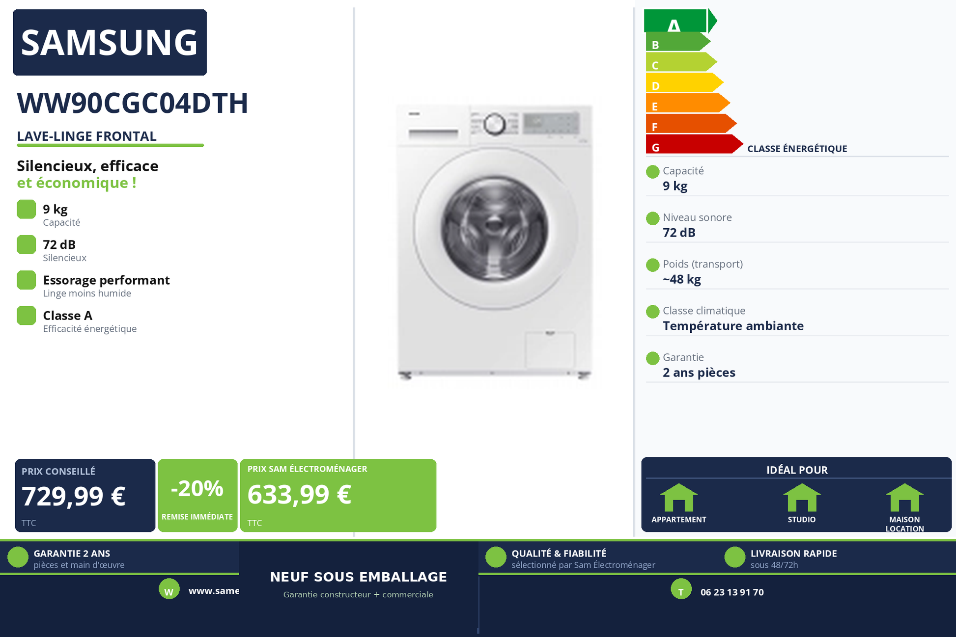 Vignette Lave-Linge Frontal Samsung WW90CGC04DTH
