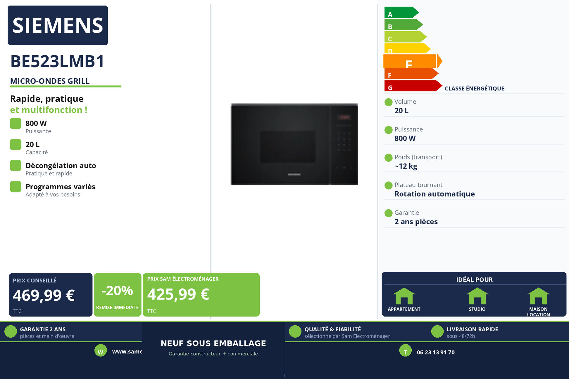 Vignette Micro-Ondes Grill Siemens BE523LMB1