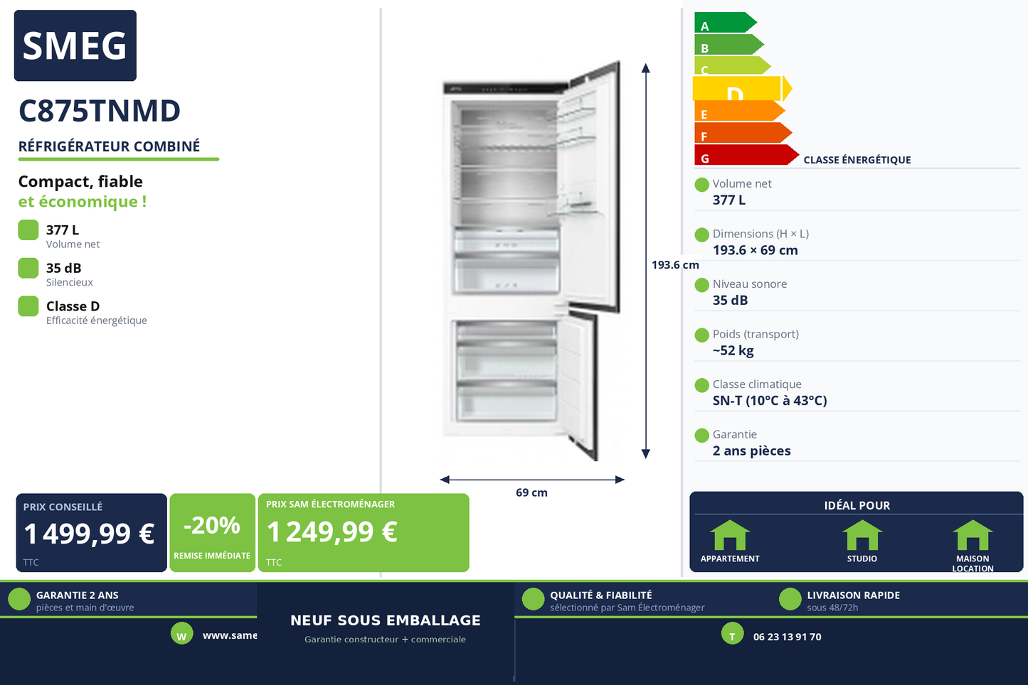 Vignette Réfrigérateur Combiné Smeg C875TNMD