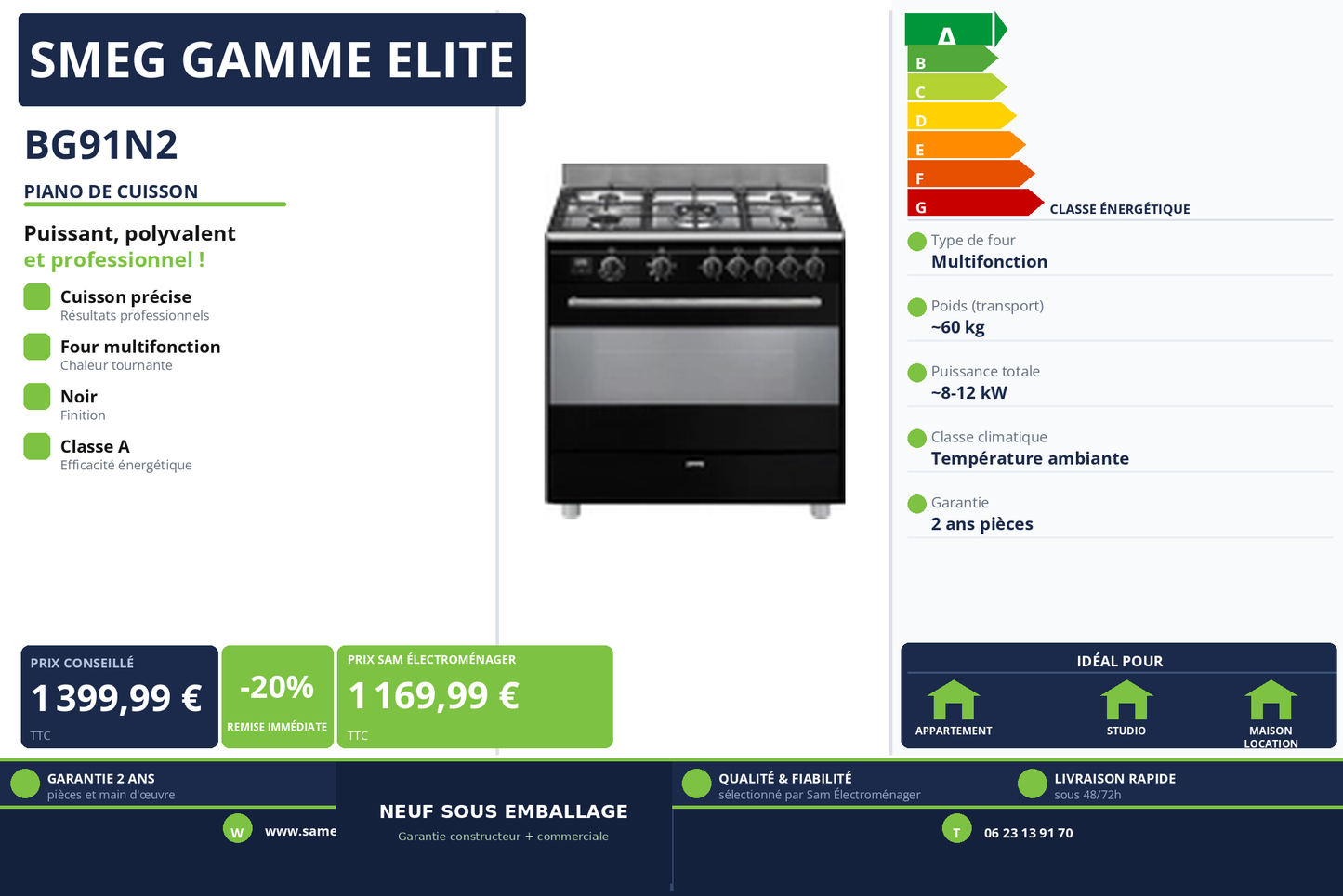 Vignette Piano De Cuisson Smeg Gamme Elite BG91N2