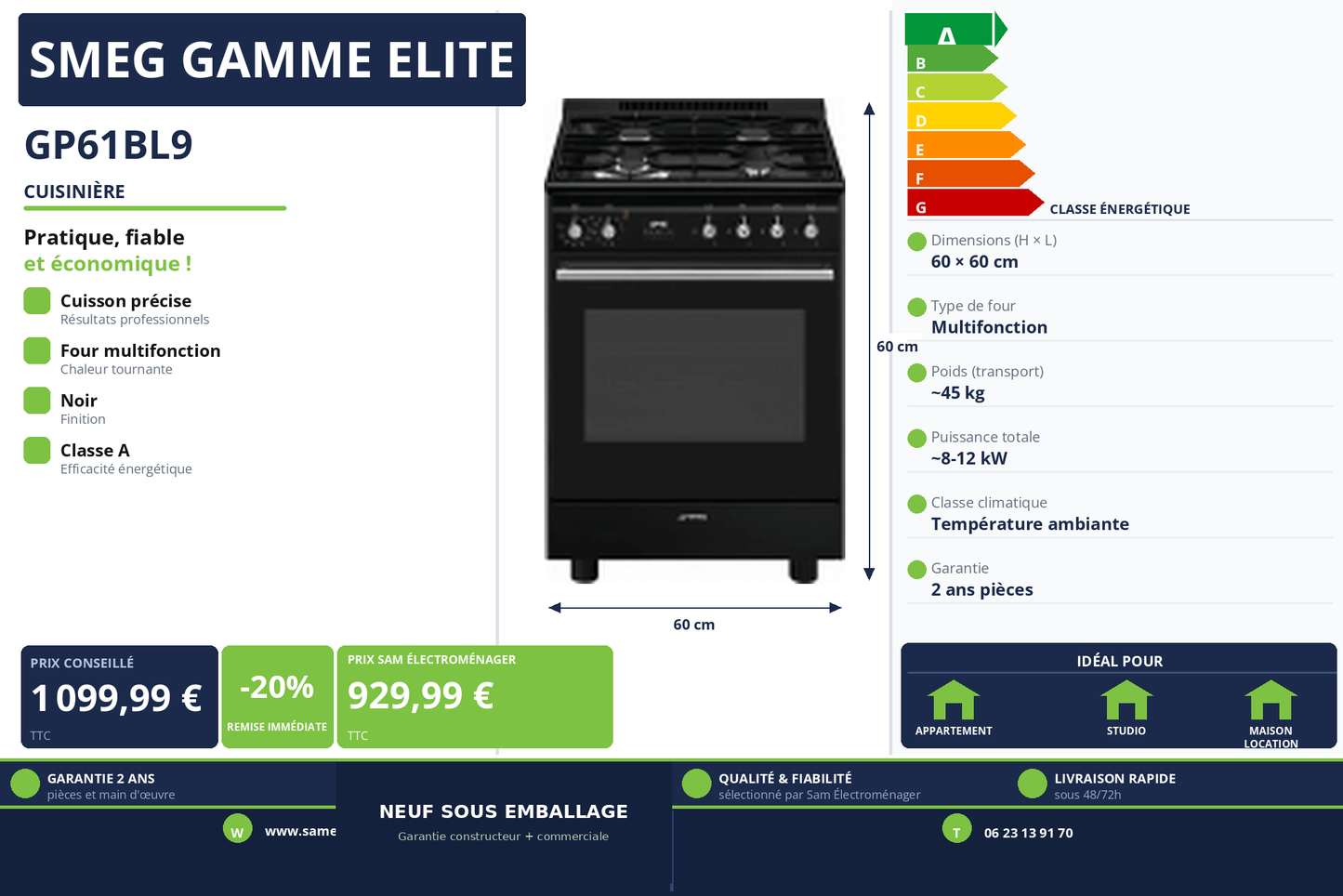 Vignette Cuisinière Smeg Gamme Elite GP61BL9