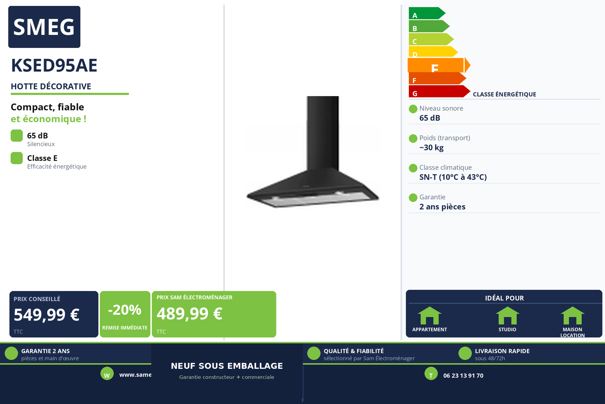 Vignette Hotte Décorative Smeg KSED95AE